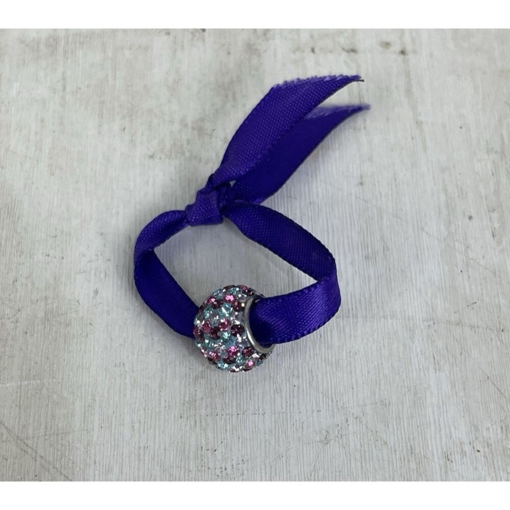 Hallmark Connections Bead Charm Dark Pink Blue Rhinestones Stainless Steel NWOT